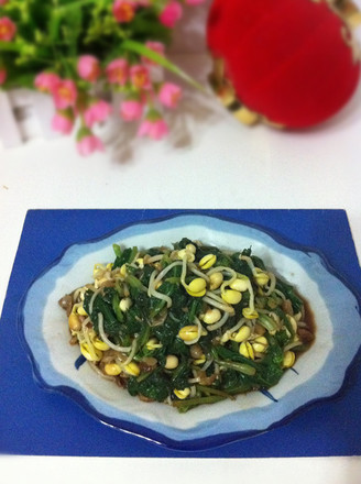 黄豆芽拌菠菜的做法