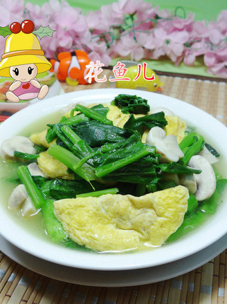 蘑菇油菜蕻煮蛋饺