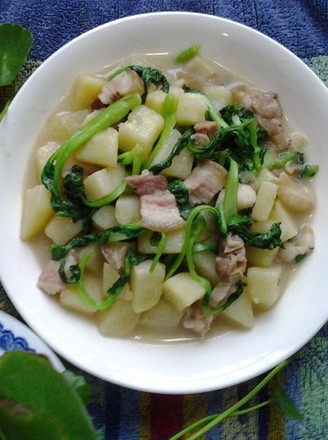 咸肉土豆炒鸡毛菜